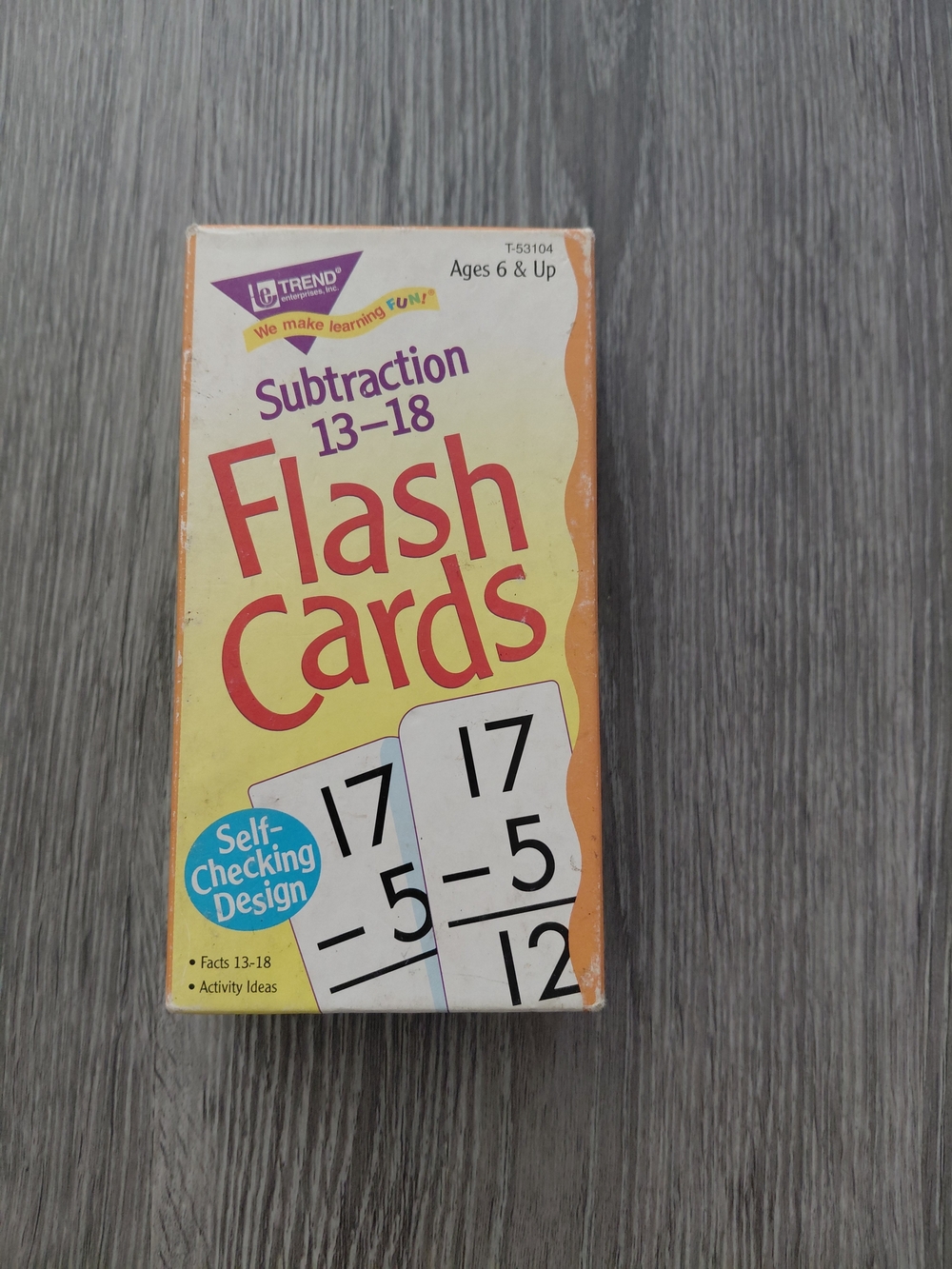 Subtraction 13-18 Flash Cards - Yellow